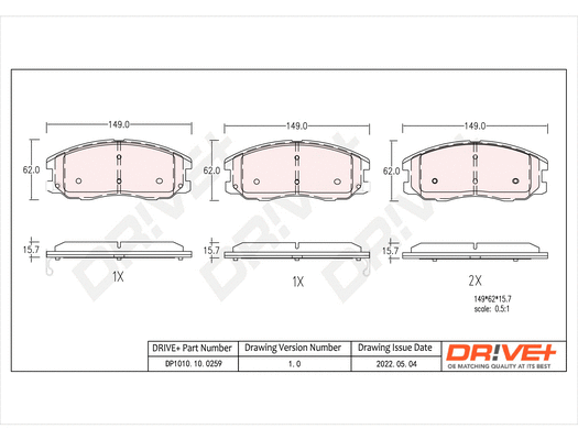 DP1010.10.0259 Dr!ve+ Комплект тормозных колодок, дисковый тормоз (фото 1)