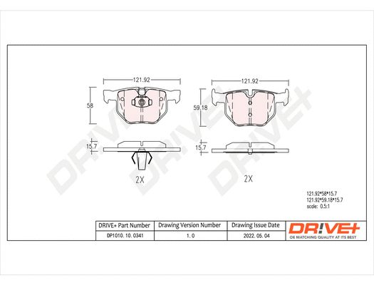 DP1010.10.0341 Dr!ve+ Комплект тормозных колодок, дисковый тормоз (фото 1)