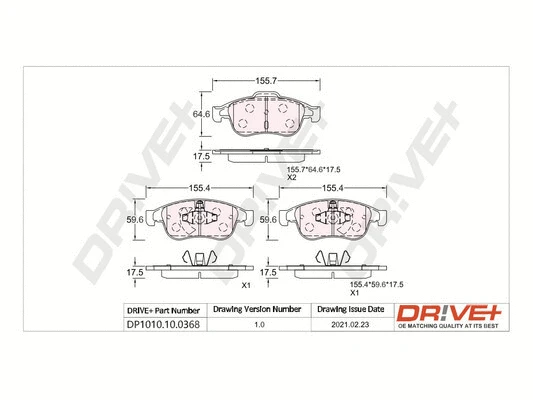 DP1010.10.0368 Dr!ve+ Комплект тормозных колодок, дисковый тормоз (фото 1)