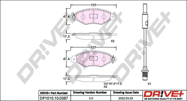 DP1010.10.0387 Dr!ve+ Комплект тормозных колодок, дисковый тормоз (фото 1)