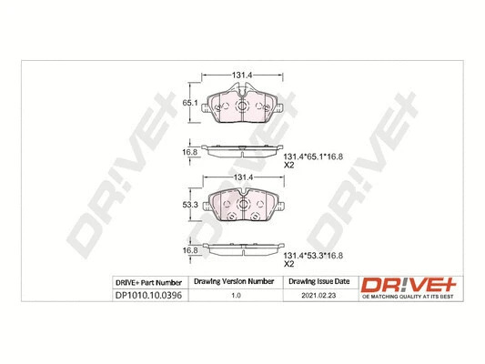 DP1010.10.0396 Dr!ve+ Комплект тормозных колодок, дисковый тормоз (фото 1)