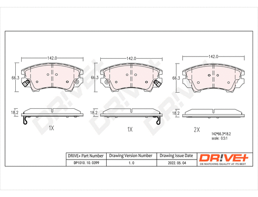 DP1010.10.0399 Dr!ve+ Комплект тормозных колодок, дисковый тормоз (фото 1)