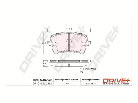 DP1010.10.0413 Dr!ve+ Комплект тормозных колодок, дисковый тормоз (фото 1)