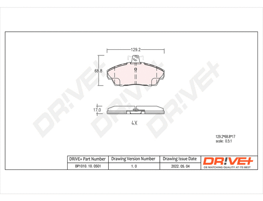 DP1010.10.0501 Dr!ve+ Комплект тормозных колодок, дисковый тормоз (фото 1)