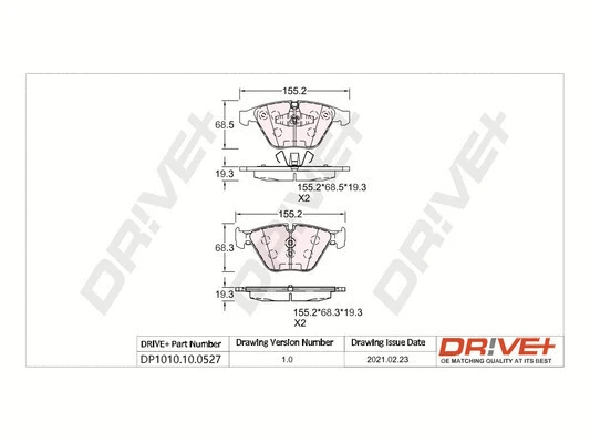 DP1010.10.0527 Dr!ve+ Комплект тормозных колодок, дисковый тормоз (фото 1)