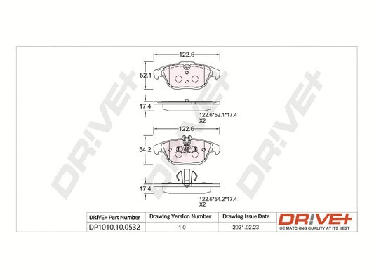 DP1010.10.0532 Dr!ve+ Комплект тормозных колодок, дисковый тормоз (фото 1)