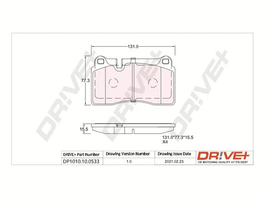 DP1010.10.0533 Dr!ve+ Комплект тормозных колодок, дисковый тормоз (фото 1)