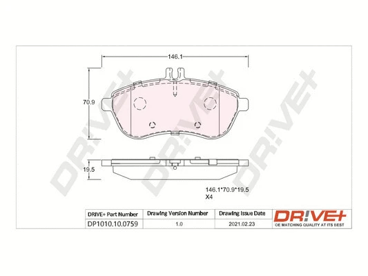 DP1010.10.0759 Dr!ve+ Комплект тормозных колодок, дисковый тормоз (фото 1)