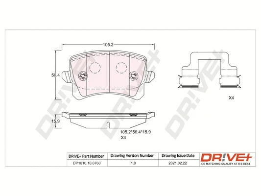 DP1010.10.0760 Dr!ve+ Комплект тормозных колодок, дисковый тормоз (фото 1)