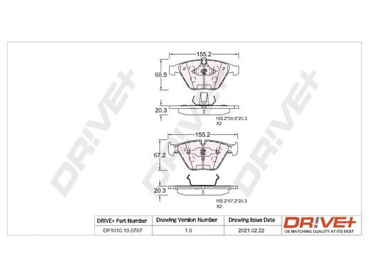 DP1010.10.0767 Dr!ve+ Комплект тормозных колодок, дисковый тормоз (фото 1)