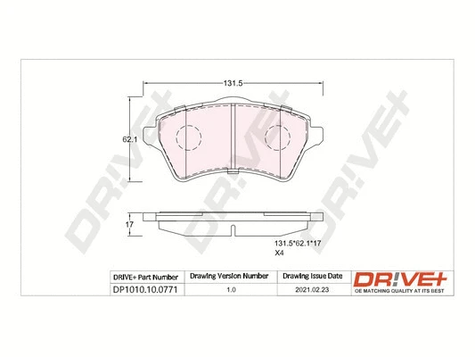 DP1010.10.0771 Dr!ve+ Комплект тормозных колодок, дисковый тормоз (фото 1)