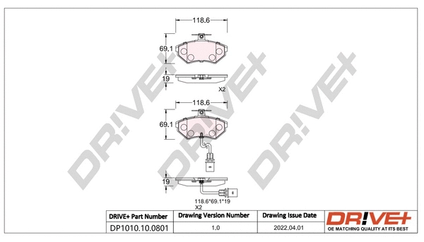 DP1010.10.0801 Dr!ve+ Комплект тормозных колодок, дисковый тормоз (фото 1)