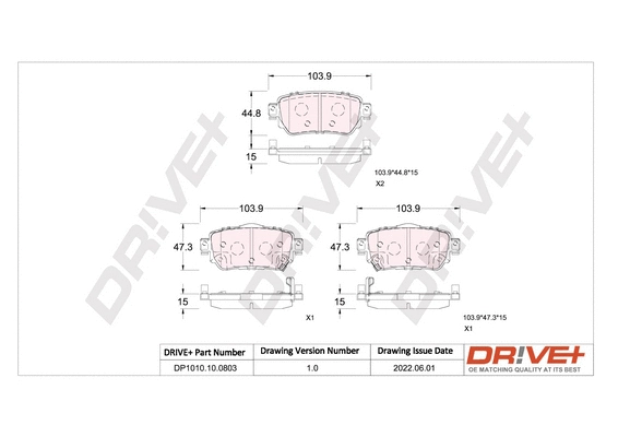 DP1010.10.0803 Dr!ve+ Комплект тормозных колодок, дисковый тормоз (фото 1)