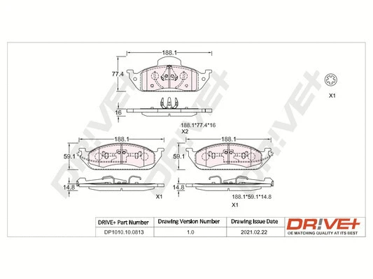 DP1010.10.0813 Dr!ve+ Комплект тормозных колодок, дисковый тормоз (фото 1)