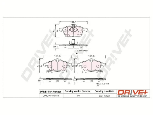 DP1010.10.0814 Dr!ve+ Комплект тормозных колодок, дисковый тормоз (фото 1)