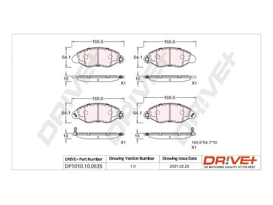 DP1010.10.0835 Dr!ve+ Комплект тормозных колодок, дисковый тормоз (фото 1)