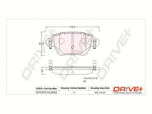 DP1010.10.0852 Dr!ve+ Комплект тормозных колодок, дисковый тормоз (фото 1)