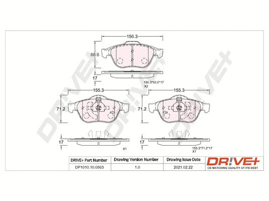 DP1010.10.0863 Dr!ve+ Комплект тормозных колодок, дисковый тормоз (фото 1)