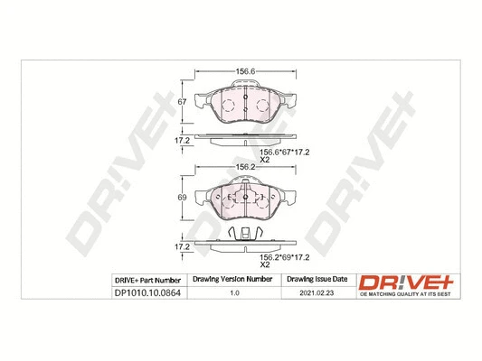 DP1010.10.0864 Dr!ve+ Комплект тормозных колодок, дисковый тормоз (фото 1)