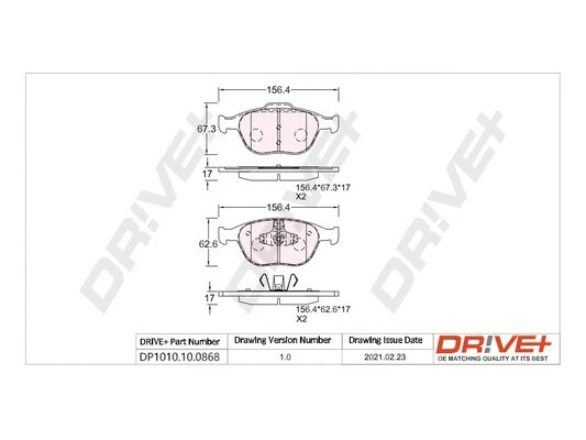 DP1010.10.0868 Dr!ve+ Комплект тормозных колодок, дисковый тормоз (фото 1)
