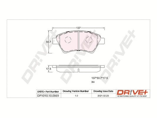 DP1010.10.0869 Dr!ve+ Комплект тормозных колодок, дисковый тормоз (фото 1)