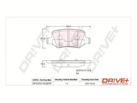 DP1010.10.0870 Dr!ve+ Комплект тормозных колодок, дисковый тормоз (фото 1)