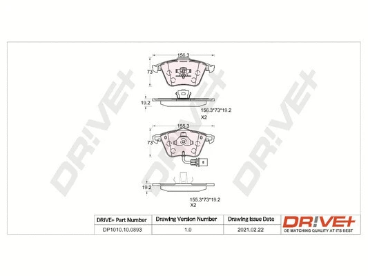 DP1010.10.0893 Dr!ve+ Комплект тормозных колодок, дисковый тормоз (фото 1)