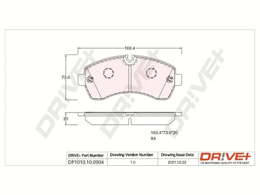 DP1010.10.0904 Dr!ve+ Комплект тормозных колодок, дисковый тормоз (фото 1)