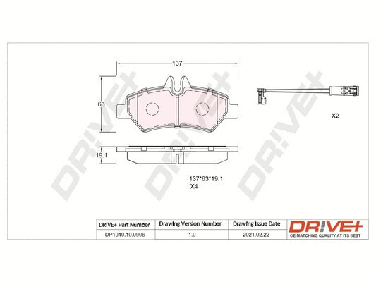 DP1010.10.0906 Dr!ve+ Комплект тормозных колодок, дисковый тормоз (фото 1)