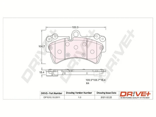DP1010.10.0911 Dr!ve+ Комплект тормозных колодок, дисковый тормоз (фото 1)