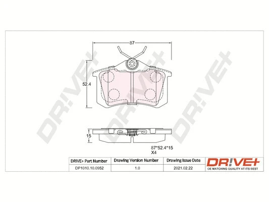 DP1010.10.0952 Dr!ve+ Комплект тормозных колодок, дисковый тормоз (фото 1)
