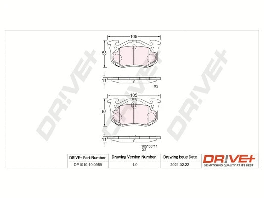 DP1010.10.0959 Dr!ve+ Комплект тормозных колодок, дисковый тормоз (фото 1)