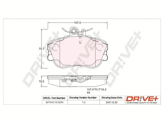 DP1010.10.0978 Dr!ve+ Комплект тормозных колодок, дисковый тормоз (фото 1)