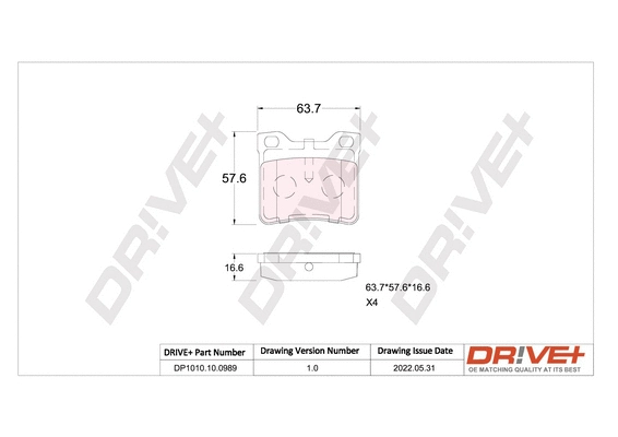 DP1010.10.0989 Dr!ve+ Комплект тормозных колодок, дисковый тормоз (фото 1)
