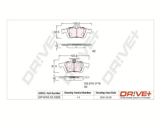 DP1010.10.1005 Dr!ve+ Комплект тормозных колодок, дисковый тормоз (фото 1)