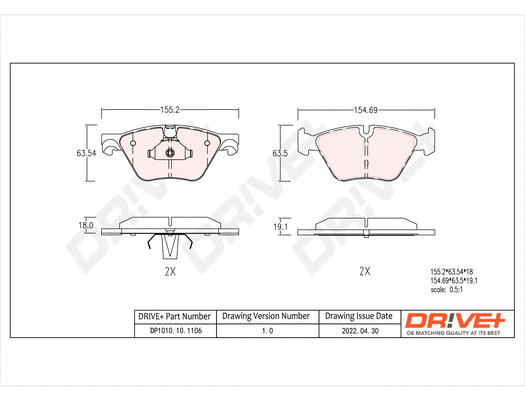 DP1010.10.1106 Dr!ve+ Комплект тормозных колодок, дисковый тормоз (фото 1)