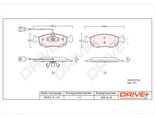 DP1010.10.1110 Dr!ve+ Комплект тормозных колодок, дисковый тормоз (фото 1)