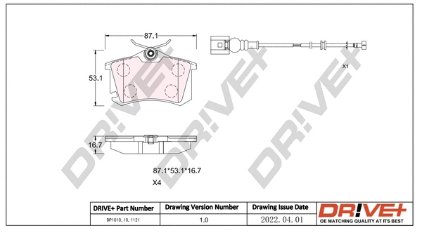 DP1010.10.1121 Dr!ve+ Комплект тормозных колодок, дисковый тормоз (фото 1)
