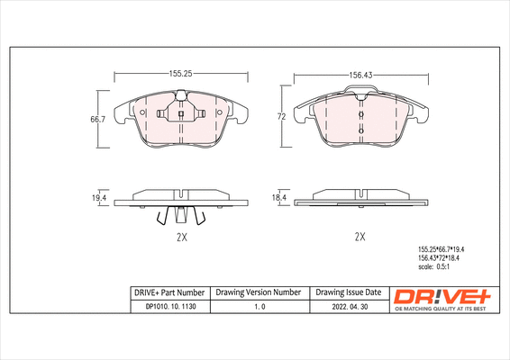DP1010.10.1130 Dr!ve+ Комплект тормозных колодок, дисковый тормоз (фото 1)