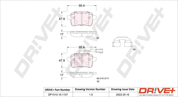 DP1010.10.1137 Dr!ve+ Комплект тормозных колодок, дисковый тормоз (фото 1)