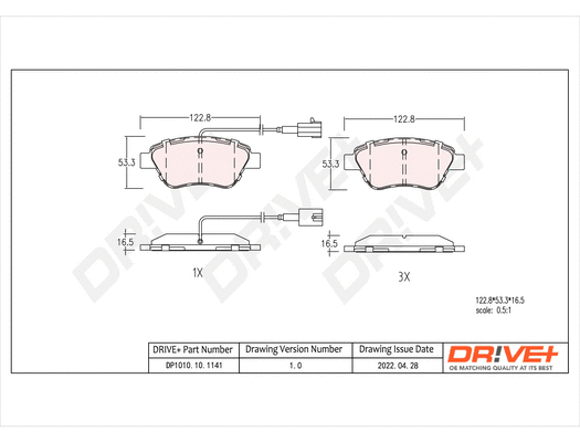 DP1010.10.1141 Dr!ve+ Комплект тормозных колодок, дисковый тормоз (фото 1)