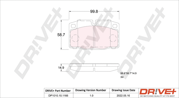 DP1010.10.1166 Dr!ve+ Комплект тормозных колодок, дисковый тормоз (фото 1)
