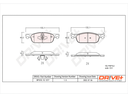 DP1010.10.1217 Dr!ve+ Комплект тормозных колодок, дисковый тормоз (фото 1)