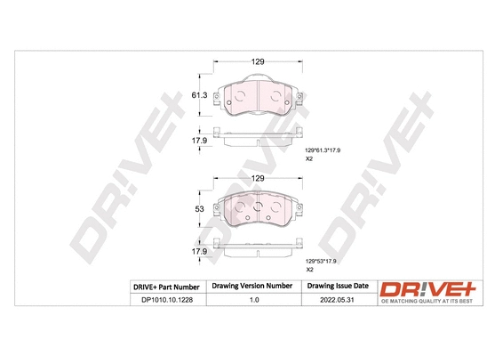 DP1010.10.1228 Dr!ve+ Комплект тормозных колодок, дисковый тормоз (фото 1)