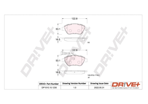 DP1010.10.1230 Dr!ve+ Комплект тормозных колодок, дисковый тормоз (фото 1)