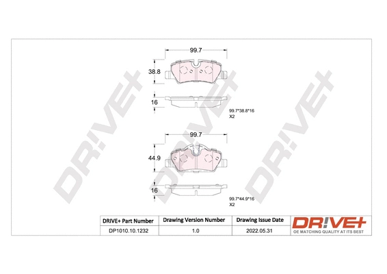 DP1010.10.1232 Dr!ve+ Комплект тормозных колодок, дисковый тормоз (фото 1)