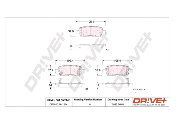 DP1010.10.1244 Dr!ve+ Комплект тормозных колодок, дисковый тормоз (фото 1)