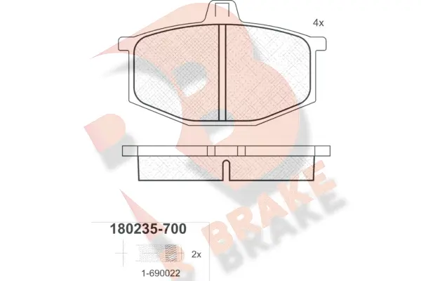 RB0235-700 R BRAKE Комплект тормозных колодок, дисковый тормоз (фото 1)