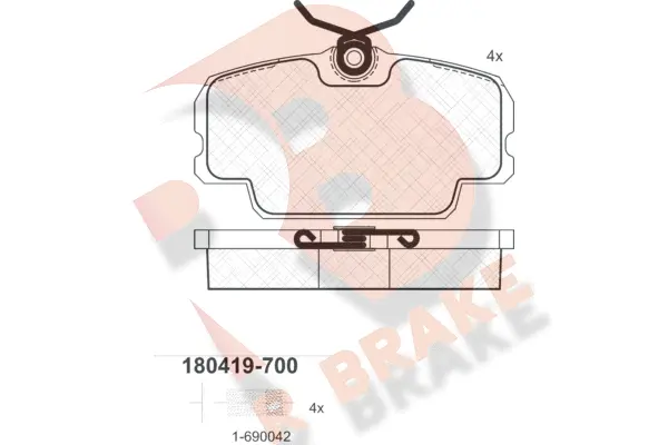 RB0419-700 R BRAKE Комплект тормозных колодок, дисковый тормоз (фото 1)