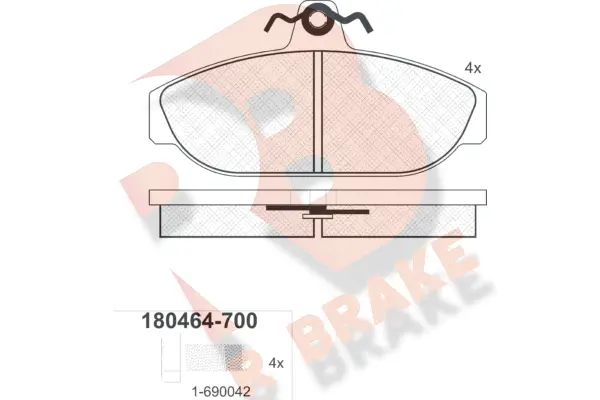RB0464-700 R BRAKE Комплект тормозных колодок, дисковый тормоз (фото 1)